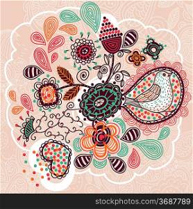 vector floral illustration with fantasy abstract flowers