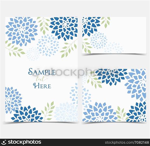 Vector Floral invitations. Set vector illustration blue flowers on a white background. Floral invitations