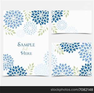 Vector Floral invitations. Set vector illustration blue flowers on a white background. Floral invitations