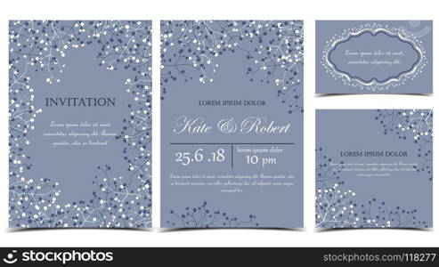 Vector Floral invitations. Vector illustration romantic floral background. floral decorations on a grey background. Set of greeting cards