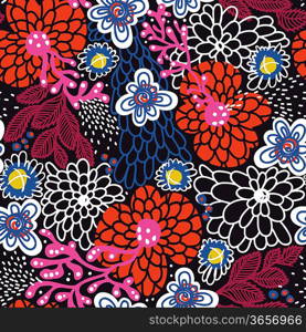 vector floral pattern with colorful abstract flowers