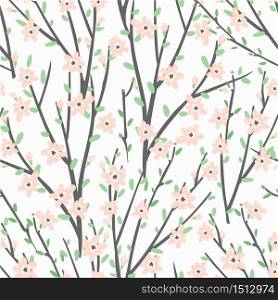 Vector floral pattern with flowers and branches. Gentle, spring floral background.. Vector floral pattern with flowers and branches.