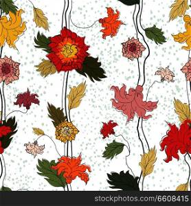 Vector floral seamless abstract hand drawn pattern