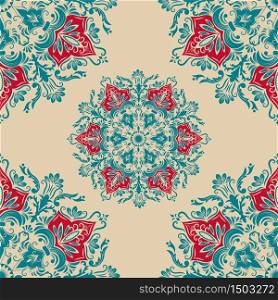 Vector floral seamless pattern element in Arabian style. Arabesque pattern. Eastern ethnic ornament. Elegant texture for backgrounds.