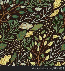 vector floral seamless pattern with a variety of leaves