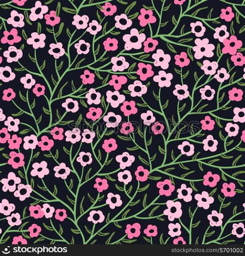 vector floral seamless pattern with abstract blooming flowers