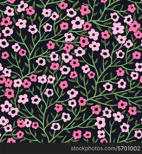 vector floral seamless pattern with abstract blooming flowers