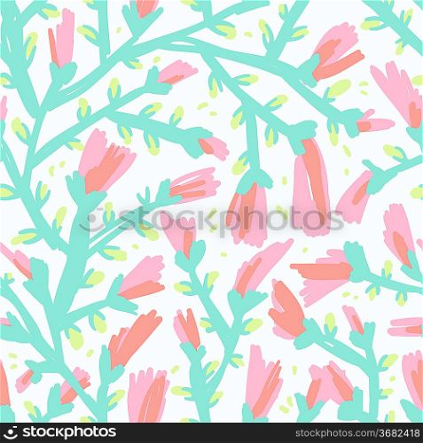 vector floral seamless pattern with abstract buds