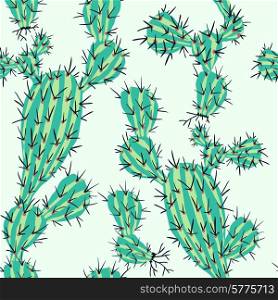 vector floral seamless pattern with abstract cactus