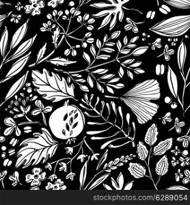 vector floral seamless pattern with abstract leaves