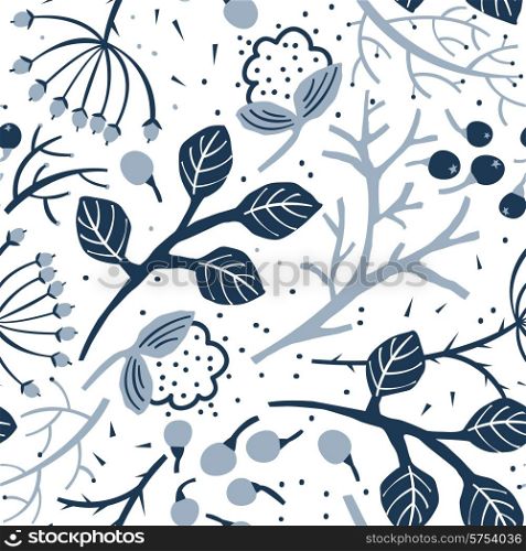 vector floral seamless pattern with abstract leaves and branches