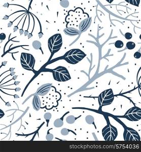 vector floral seamless pattern with abstract leaves and branches