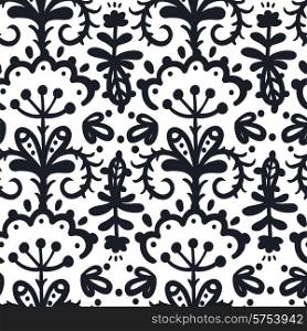 vector floral seamless pattern with abstract silhouette plants