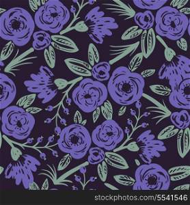 vector floral seamless pattern with abstract violet roses
