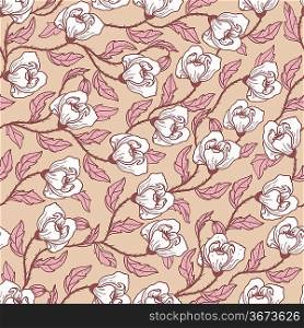 vector floral seamless pattern with beige poppies