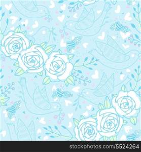vector floral seamless pattern with birds and roses