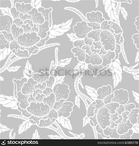 vector floral seamless pattern with blooming abstract roses
