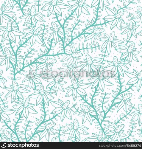 vector floral seamless pattern with blooming chamomile