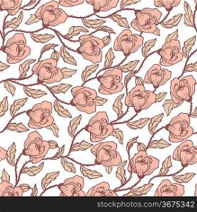 vector floral seamless pattern with blooming poppies