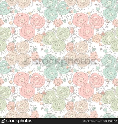 Vector floral seamless pattern with blooming roses