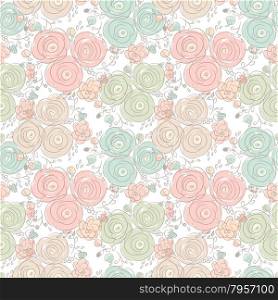Vector floral seamless pattern with blooming roses