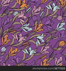 vector floral seamless pattern with blooming tulips