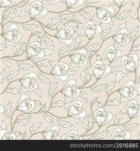 vector floral seamless pattern with blooming white poppies
