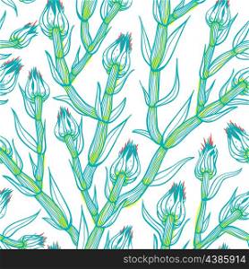 vector floral seamless pattern with blue buds