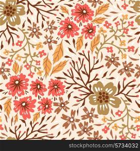 vector floral seamless pattern with bright summer blooms