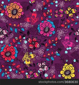 vector floral seamless pattern with colorful abstract flowers
