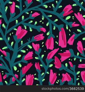 vector floral seamless pattern with colorful buds
