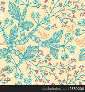 vector floral seamless pattern with decorative herbage