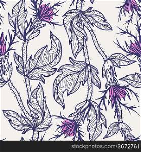 vector floral seamless pattern with decorative thistle