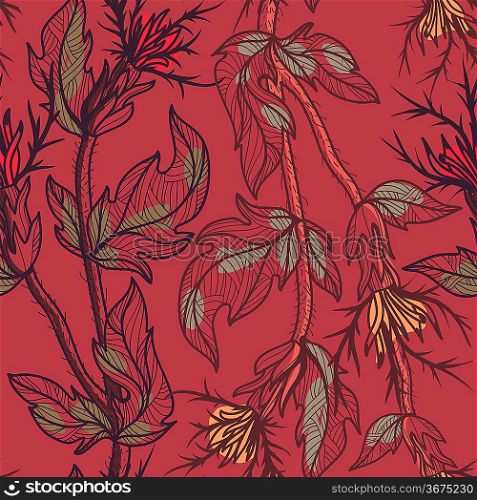 vector floral seamless pattern with decorative thistle