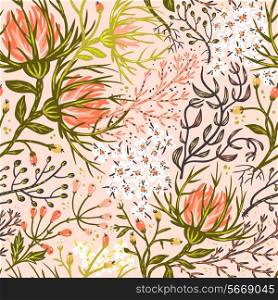 vector floral seamless pattern with exotic blooms