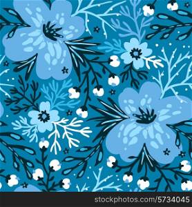 vector floral seamless pattern with fantasy blooms and buds