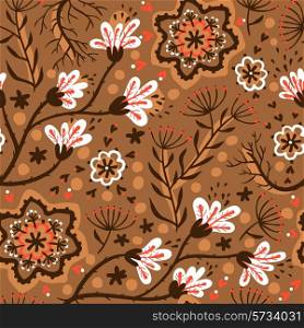 vector floral seamless pattern with fantasy plants and berries