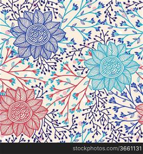 vector floral seamless pattern with flowers and herbs