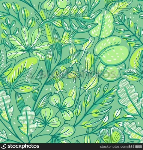 vector floral seamless pattern with fresh green leaves