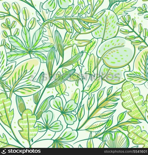 vector floral seamless pattern with fresh leaves