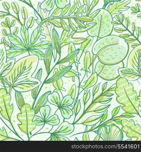 vector floral seamless pattern with fresh leaves