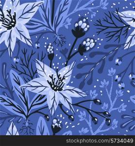 vector floral seamless pattern with hand drawn exotic blooms