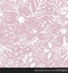 vector floral seamless pattern with hand drawn plants