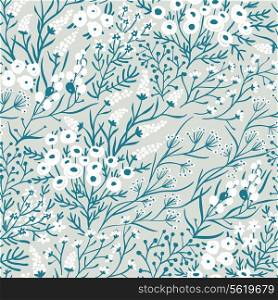 vector floral seamless pattern with herbs and flowers