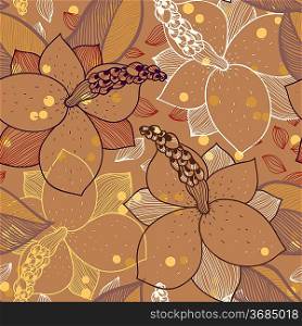 vector floral seamless pattern with magnolia flowers