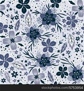 vector floral seamless pattern with monochrome abstract flowers