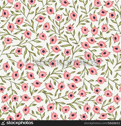vector floral seamless pattern with small blooming roses