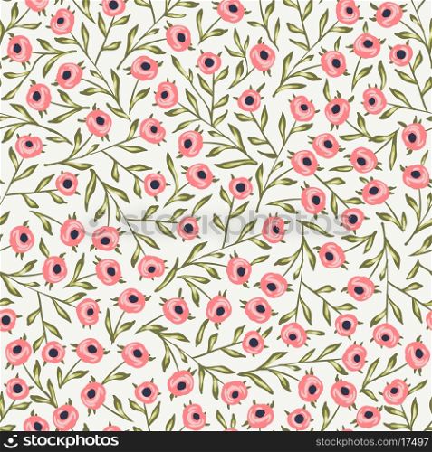 vector floral seamless pattern with summer blooms