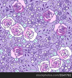 vector floral seamless pattern with vintage blooming roses