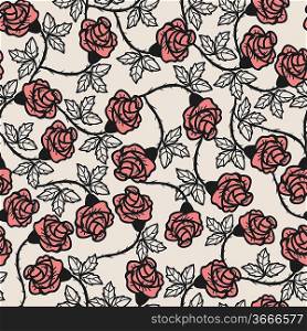 vector floral seamless pattern with vintage roses